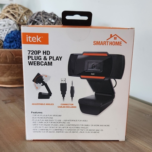 🎥 Itek 720P HD Plug & Play Webcam – Built-In Mic, USB + 3.5mm Jack, NWT - Picture 3 of 7